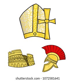 Country Italy cartoon icons in set collection for design. Italy and landmark vector symbol stock web illustration.