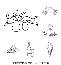 Country Italy outline icons in set collection for design. Italy and landmark vector symbol stock web illustration.