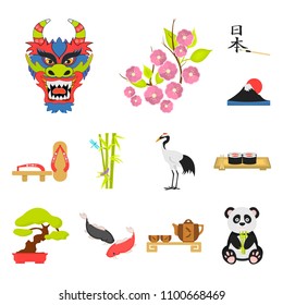 Country Japan cartoon icons in set collection for design.Japan and landmark vector symbol stock web illustration.