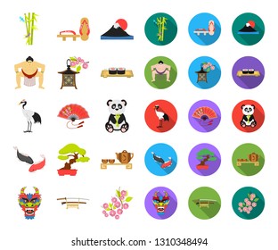 Country Japan cartoon,flat icons in set collection for design.Japan and landmark vector symbol stock web illustration.