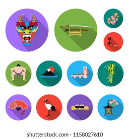 Country Japan flat icons in set collection for design.Japan and landmark vector symbol stock web illustration.