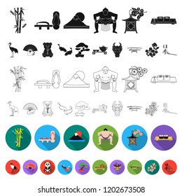 Country Japan flat icons in set collection for design.Japan and landmark vector symbol stock web illustration.