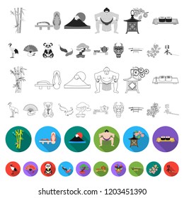 Country Japan flat icons in set collection for design.Japan and landmark vector symbol stock web illustration.