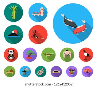 Country Japan flat icons in set collection for design.Japan and landmark vector symbol stock web illustration.