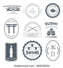 Country Japan label template of emblem element for your product or design, web and mobile applications with text