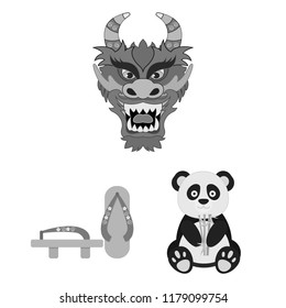 Country Japan monochrome icons in set collection for design.Japan and landmark vector symbol stock web illustration.