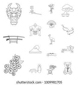 Country Japan outline icons in set collection for design.Japan and landmark vector symbol stock web illustration.
