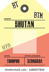 Country label Bhutan with official domain name and code information