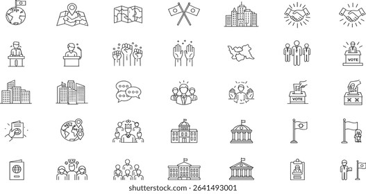 Country Line Editable Icons set