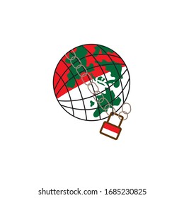 country lock down globe icon locked vector design