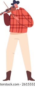 Country man playing violin vector illustration