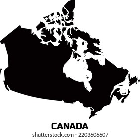El mapa del país de Canadá está en negro. Con la descripción del nombre del país "Canadá".