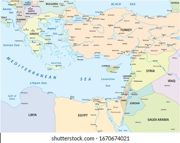 Country Map Of The Eastern Mediterranean Sea