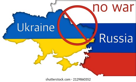 Country map with flag about Russia and Ukraine in vector have boundary line between 2 sides