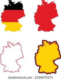 country map and flags of german germania island silhouette vector