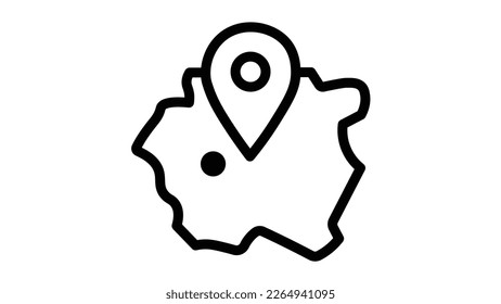 Country map icon for direction your path.  Flat vector graphic.