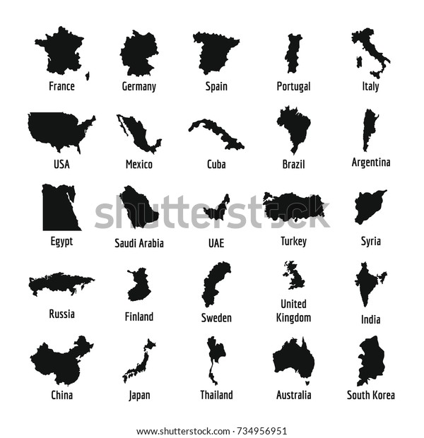 Country Map Icon Set Simple Illustration Stock Vector (Royalty Free ...