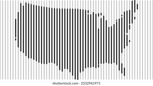 Country Map Line Style, USA Map for Poster Wall Art Home Decor, Black and White.
