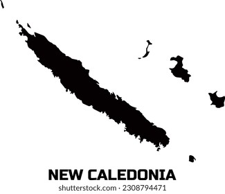 Country map of NEW CALEDONIA in black. With the caption of the country name  " NEW CALEDONIA ".