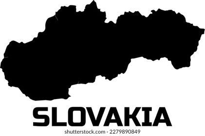 Landkarte von SLOWAKEI auf Schwarz.  Mit der Überschrift des Ländernamens "SLOWAKEI". 
