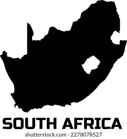  Country map of SOUTH AFRICA in black. With the caption of the country name " SOUTH AFRICA".