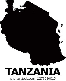  Country map of TANZANIA in black. With the caption of the country name " TANZANIA".