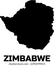  Landkarte von ZIMBABWE auf Schwarz. Mit der Überschrift "ZIMBABWE".