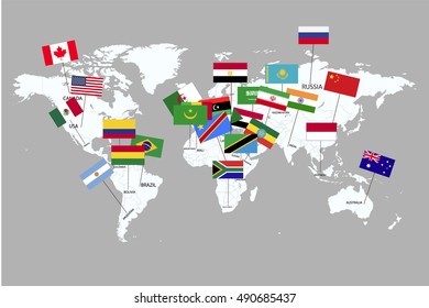 country marked with flags