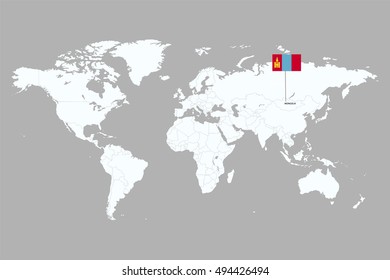 country marked with MONGOLIA flags