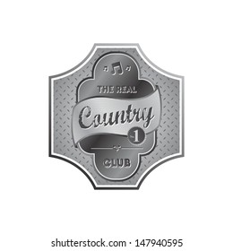 country metallic silver music label template