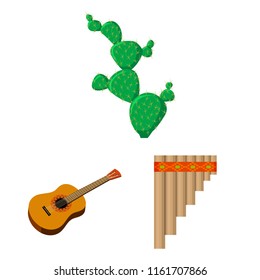 Country Mexico cartoon icons in set collection for design. Mexico and landmark vector symbol stock web illustration.