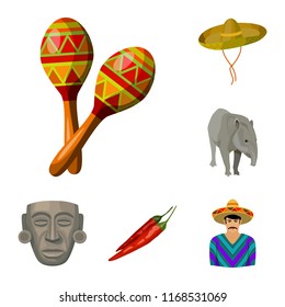Country Mexico cartoon icons in set collection for design. Mexico and landmark vector symbol stock web illustration.