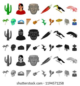 Country Mexico cartoon icons in set collection for design. Mexico and landmark vector symbol stock web illustration.