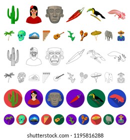 Country Mexico cartoon icons in set collection for design. Mexico and landmark vector symbol stock web illustration.