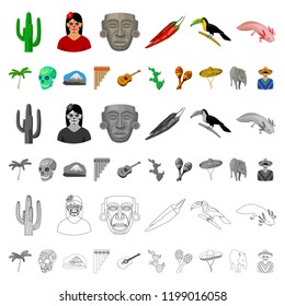 Country Mexico cartoon icons in set collection for design. Mexico and landmark vector symbol stock web illustration.