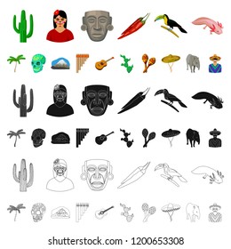 Country Mexico cartoon icons in set collection for design. Mexico and landmark vector symbol stock web illustration.