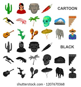 Country Mexico cartoon icons in set collection for design. Mexico and landmark vector symbol stock web illustration.