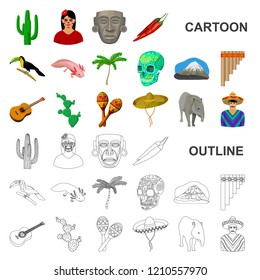 Country Mexico cartoon icons in set collection for design. Mexico and landmark vector symbol stock web illustration.