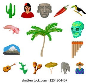 Country Mexico cartoon icons in set collection for design. Mexico and landmark vector symbol stock web illustration.
