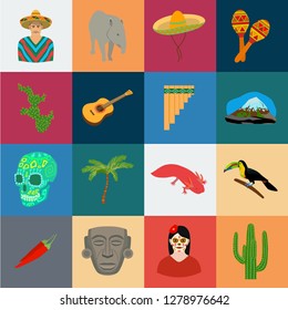 Country Mexico cartoon icons in set collection for design. Mexico and landmark vector symbol stock web illustration.