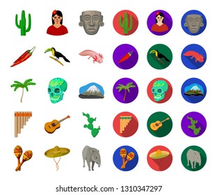 Country Mexico cartoon,flat icons in set collection for design. Mexico and landmark vector symbol stock web illustration.