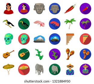 Country Mexico cartoon,flat icons in set collection for design. Mexico and landmark vector symbol stock web illustration.