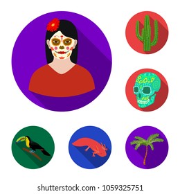 Country Mexico flat icons in set collection for design. Mexico and landmark vector symbol stock web illustration.