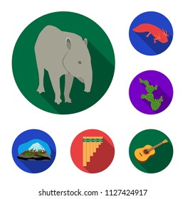 Country Mexico flat icons in set collection for design. Mexico and landmark vector symbol stock web illustration.
