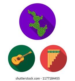 Country Mexico flat icons in set collection for design. Mexico and landmark vector symbol stock web illustration.