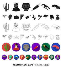 Country Mexico flat icons in set collection for design. Mexico and landmark vector symbol stock web illustration.