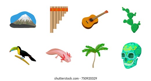 Country Mexico icons in set collection for design. Mexico and landmark vector symbol stock  illustration.