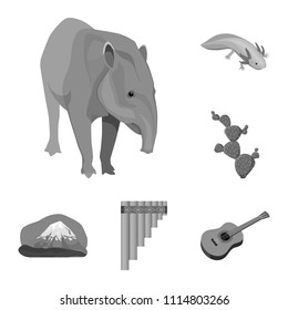 Country Mexico monochrome icons in set collection for design. Mexico and landmark vector symbol stock web illustration.