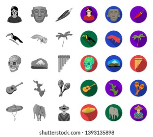 Country Mexico mono,flat icons in set collection for design. Mexico and landmark vector symbol stock web illustration.
