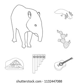 Country Mexico outline icons in set collection for design. Mexico and landmark vector symbol stock web illustration.